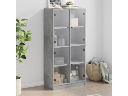 Highboard s dvířky betonově šedý 68x37x142 cm kompozitní dřevo 3295860
