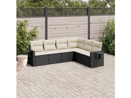 6dílná zahradní sedací souprava s poduškami černá polyratan 3220205