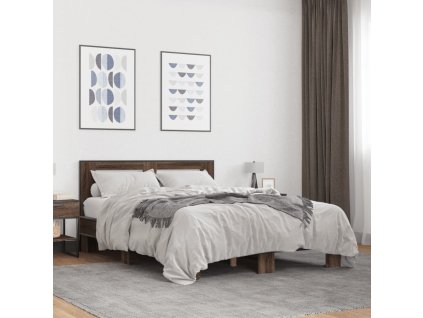 Rám postele hnědý dub 120 x 200 cm kompozitní dřevo a kov 3280111