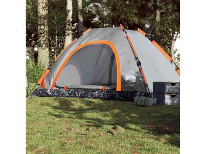 Kempingový stan pro 5 šedý a oranžový rychloupínací nepromokavý 4004175