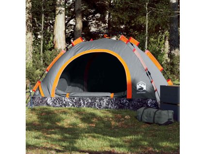 Kempingový stan pro 2 šedý a oranžový rychloupínací 4004163