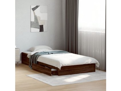 Rám postele se zásuvkami hnědý dub 90 x 190 cm kompozitní dřevo 3280712