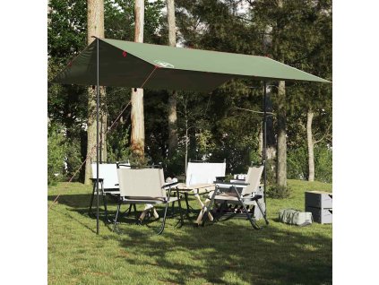 Kempingová plachta zelená 360 x 294 cm nepromokavá 94658