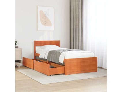 Postel bez matrace voskově hnědá 90 x 190 cm masivní borovice 846806