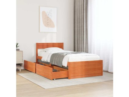 Postel bez matrace voskově hnědá 90 x 200 cm masivní borovice 846794
