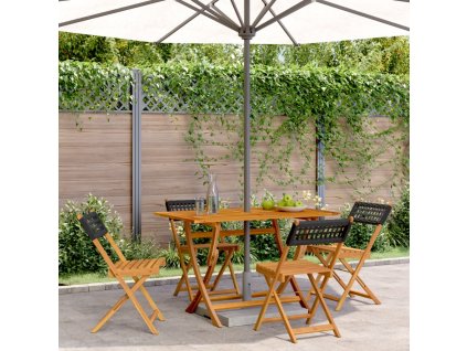 Skládací zahradní židle 4 ks černé polyratan a masivní dřevo 3214592