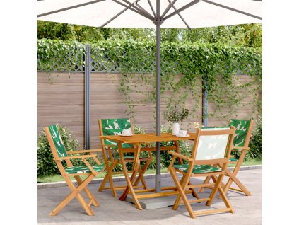 Skládací zahradní židle 4 ks zelené textil a masivní dřevo 3214586