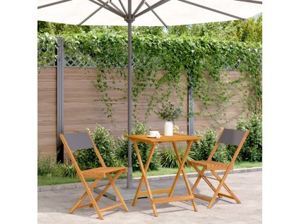 3dílný bistro set antracitový textil a masivní dřevo 3281761