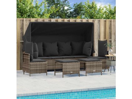 5dílná zahradní sedací souprava s poduškami šedá polyratan 3261553