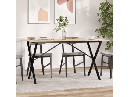 Jídelní stůl s X rámem 160 x 80 x 75 cm borové dřevo a ocel 3282699