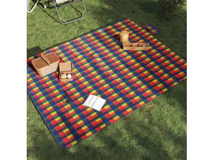 Pikniková deka skládací vícebarevná kostkovaná 200x150 cm samet 4004204