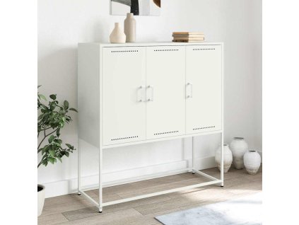Skříň highboard bílá 100,5 x 39 x 107 cm ocel 846541
