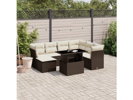8dílná zahradní sedací souprava s poduškami hnědá polyratan 3266763