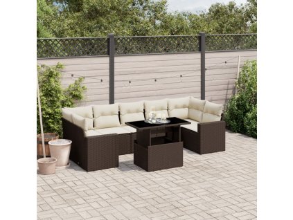 8dílná zahradní sedací souprava s poduškami hnědá polyratan 3267153
