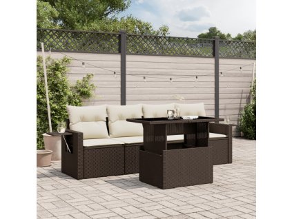 5dílná zahradní sedací souprava s poduškami hnědá polyratan 3267733