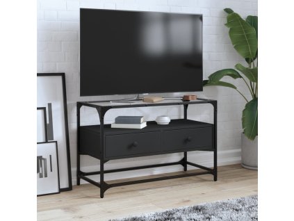 TV skříňka se skleněnou deskou černá 80 x 35 x 51 cm kompozit 846059
