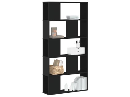 Knihovna 5patrová černá 80,5 x 23,5 x 162,5 cm kompozitní dřevo 852772
