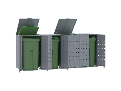 Box na 4 popelnice šedý 276 x 79 x 117 cm ocel 3279989