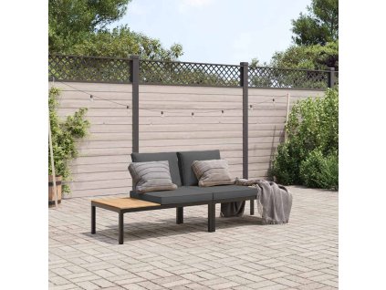 2dílná zahradní sedací souprava s poduškami černá hliník 3283705