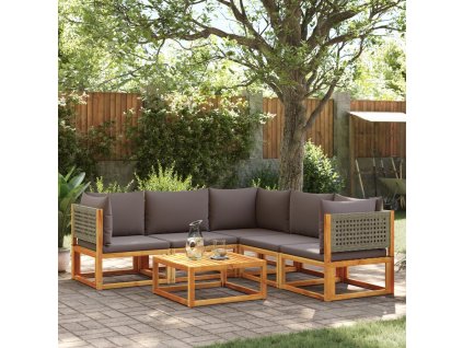 6dílná zahradní sedací souprava s polštáři, akácie a ratan 3278897