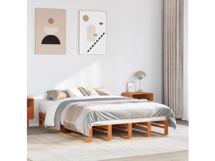 Postel bez matrace voskově hnědá 160 x 200 cm masivní borovice 850850