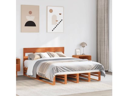 Postel bez matrace voskově hnědá 150 x 200 cm masivní borovice 3302299