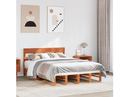 Postel bez matrace voskově hnědá 140 x 190 cm masivní borovice 3302317