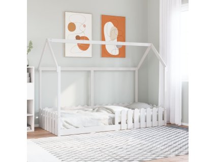 Dětská domečková postel bílá 90 x 190 cm masivní borové dřevo 850693