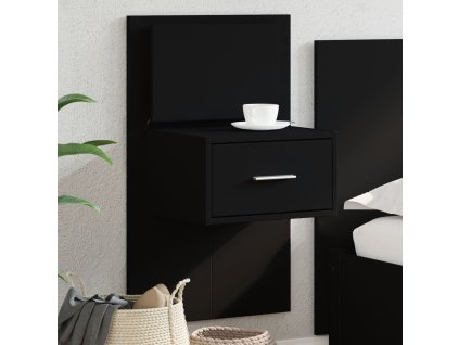 Nástěnný noční stolek s LED osvětlením černý 848159
