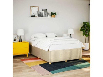 Rám postele bez matrace krémový 140 x 190 cm textil 3284940