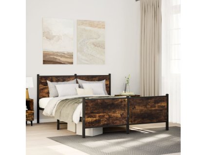 Kovový rám postele bez matrace kouřový dub 160 x 200 cm 3301354