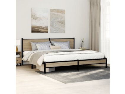 Kovový rám postele bez matrace dub sonoma 200 x 200 cm 3301394