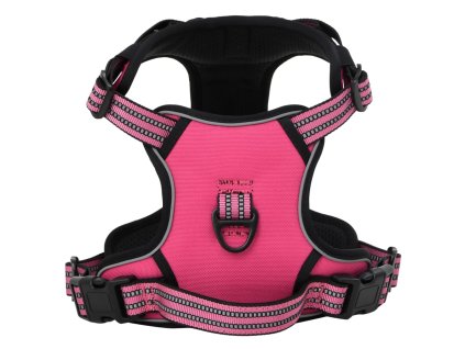 Postroj pro psy s reflexními popruhy nastavitelný růžový S 4013364