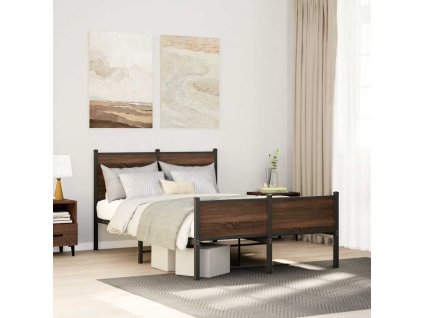 Kovový rám postele bez matrace hnědý dub 120 x 190 cm 4007955