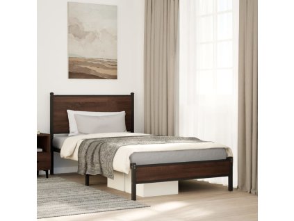 Kovový rám postele bez matrace hnědý dub 100 x 200 cm 4007917