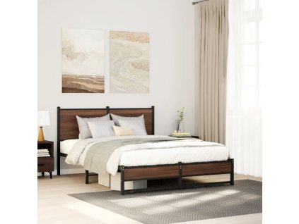 Kovový rám postele bez matrace hnědý dub 140 x 200 cm 4007941