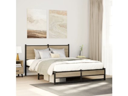 Kovový rám postele bez matrace dub sonoma 140 x 190 cm 4007886