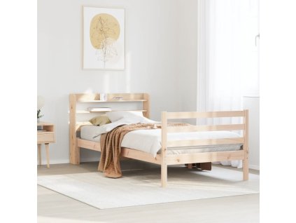 Rám postele s čelem 100 x 200 cm masivní borové dřevo 3306641