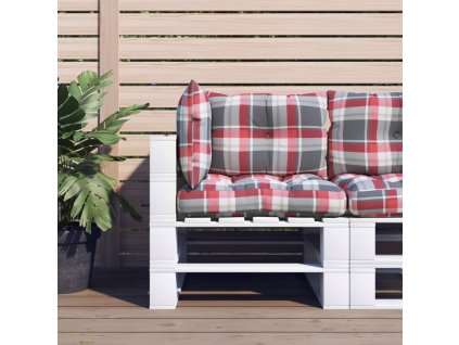 Podušky na palety 3 ks červené kárované textil 360869