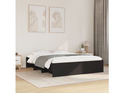 Rám postele bez matrace černý 160x200cm Dřevěné konstrukce 3295640