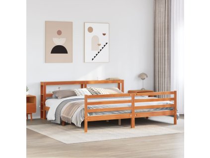 Postel bez matrace voskově hnědá 200 x 200 cm masivní borovice 3305848
