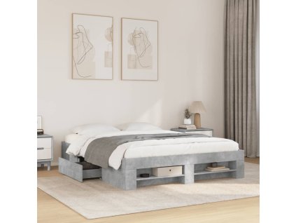 Rám postele bez matrace Betonová šedá Dřevěné konstrukce 3295460