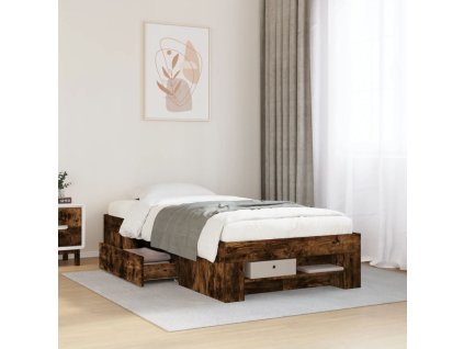 Rám postele bez matrace kouřový dub 75x190 cm kompozitní dřevo 3295531