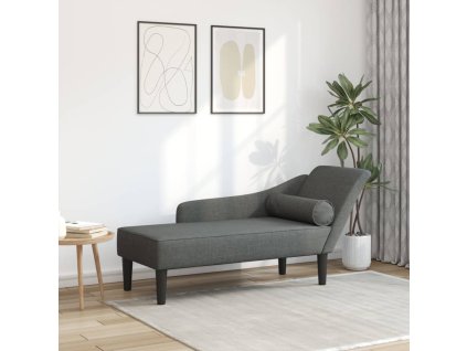 Lenoška s poduškami tmavě šedá textil 4007597