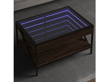 Konferenční stolek s Infinity LED hnědý dub 70 x 50 x 38 cm 847706