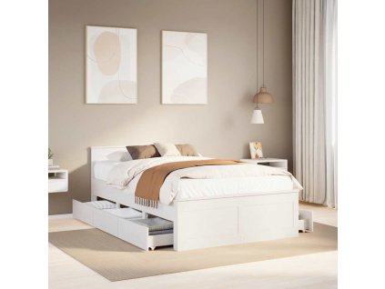 Postel bez matrace s čelem bílá 135 x 190 cm masivní borovice 3308781