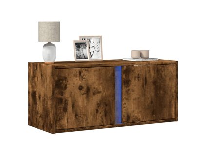 Nástěnná TV skříňka s LED osvětlením kouřový dub 80x31x35 cm 852261