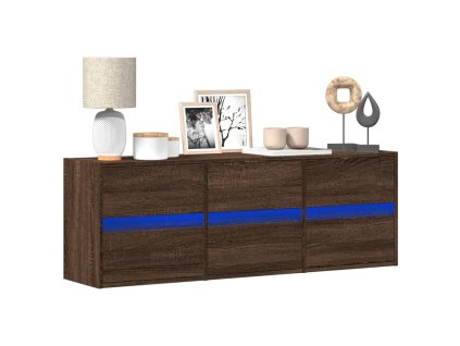 Nástěnná TV skříňka s LED osvětlením hnědý dub 130 x 31 x 45 cm 852305