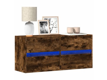 Nástěnná TV skříňka s LED osvětlením kouřový dub 100x31x45 cm 852296