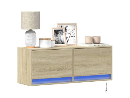 Nástěnná TV skříňka s LED osvětlením dub sonoma 100x31x35 cm 852364